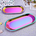 Miniatyrbillede 2 af 4: Rustfrit stål håndklæde bakke fad tallerken te frugt bakke Kosmetik smykker Organizer Colorful 23*9.4cm