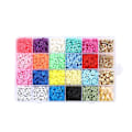 Miniatyrbillede 4 af 5: Flad rund Polymer Clay Spacer Beads Kit Charms Elastic String Lobster Clasp Box