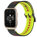 Miniatyrbillede 1 af 5: Til Garmin Forerunner Sq2 Music 20mm Tricolor åndbart silikone urbånd Black-Lime-Red