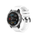 Miniatyrbilde 3 av 5: For Garmin Fenix ​​7x 26 mm ensfarget silikon hurtigutløser klokkerem White