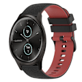 Miniatyrbillede 1 af 5: Til Garmin Garminmove Style 20 mm ternet tofarvet silikoneurrem Black-Red