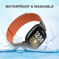 Miniatyrbillede 2 af 5: Til Fitbit Versa 4 / Sense 2 Universal Magnetic Silicone Watch Band Black Wine Red