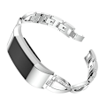 Miniatyrbild 1 av 5: X-formad watch i massivt rostfritt stål med diamanter för Fitbit Charge 2 Silver