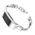Pikkukuva 1 / 5: X-muotoinen timantilla nastoitettu kiinteä ruostumaton watch Fitbit Charge 2:lle Silver