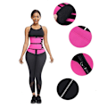 Miniatyrbillede 3 af 5: Taljetræner Bælte Kvinder Sauna Dragt Sved Wrap Træner Slankende Cincher Body Shaper Rose Red L