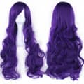 Lång lockig Anime karaktär cosplay peruk 80cm (Mörklila)