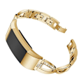 Miniatyrbild 1 av 5: X-formad watch i massivt rostfritt stål med diamanter för Fitbit Charge 2 Gold