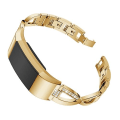 Pikkukuva 1 / 5: X-muotoinen timantilla nastoitettu kiinteä ruostumaton watch Fitbit Charge 2:lle Gold