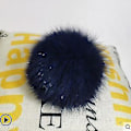 Pikkukuva 1 / 5: Hatut Käsintehty todella suuri hiuspallo turkishousu soljella Fox fur navy blue a