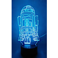 Miniatyrbild 3 av 5: R2-d2 Robot 3d Nattljus Led Illusion Lampa Sängbordsbordslampa, 7 färgskiftande lampor med akrylplatta & absbas & USB laddare