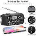 Miniatyrbillede 3 af 3: Krankradio med solceller, lommelygte og 2000 mah Powerbank Sos Black