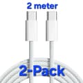 2 meter NYLON Laddare för Samsung - Snabbladdare - USB-C Laddare - Kabel Vit 2-Pack