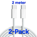 Miniatyrbild 1 av 2: 2 meter NYLON Laddare för Samsung - Snabbladdare - USB-C Laddare - Kabel Vit 2-Pack