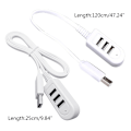 Miniatyrbild 3 av 11: 3-port USB Hub Splitter Extender USB Adapter Höghastighets Splitter Notebook En-till-Tre Extender Hub för Stationär Dator Laptop 1.2m