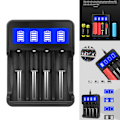 Miniatyrbild 2 av 11: 4-fack laddare för uppladdningsbara batterier med LED-display för 18650/AA/AAA