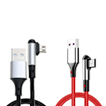 Miniatyrbild 10 av 11: Vinklad Datakabel USB Hane till Micro USB Hane Nylonflätad Laddningskabel för Telefoner Red