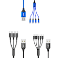 Miniatyrbild 10 av 11: Multi Laddningskabel Nylonflätad Universal 3/4/5 i 1 Multipla Portar USB Snabbladdare Sladd med Typ C Anslutning null - One for five