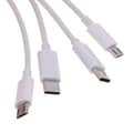 Pikkukuva 8 / 11: USB C - Micro USB + Type C universaali latauskaapeli puhelimille ja useille laitteille White