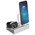 Miniatyrbild 9 av 10: Metallladdningsstativ 3-i-1-laddare för  1/2 för Apple Watch Series 1/2/3/4 Nätadapter 1 st Gray