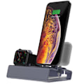 Miniatyrbild 1 av 10: Metallladdningsstativ 3-i-1-laddare för  1/2 för Apple Watch Series 1/2/3/4 Nätadapter 1 st Gray
