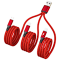 Miniatyrbild 1 av 11: Multi Laddningskabel Flätad Universell 3 i 1 Multipla USB-kablar Laddningssladd med Typ-C Micro USB Portkontakt Red 20cm