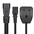 Miniatyrbild 3 av 6: 1ft/32cm IEC320 C14 till IEC320 C13+UK13A AC-strömadapterkabel