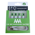 Miniatyrbild 5 av 6: USB AAA Litium Uppladdningsbara Batterier Snabbladdning 1200 Cykler USB C Port 4
