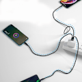Miniatyrbild 10 av 11: Multi Laddningskabel Flätad Universell 3 i 1 Multipla USB-kablar Laddningssladd med Typ-C Micro USB Portkontakt Red 20cm