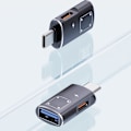 Miniatyrbild 5 av 10: USB C & USB till USB A Adapter med 15W Laddningsport USB A Typ C Hona till USB C Hane OTG Adapter Dataöverföringsadapter Silver