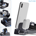 Miniatyrbild 5 av 10: Metallladdningsstativ 3-i-1-laddare för  1/2 för Apple Watch Series 1/2/3/4 Nätadapter 1 st Gray