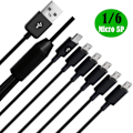 Miniatyrbild 4 av 10: USB 2.0 Typ A Hane till 6 Micro USB Hane Splitter Data Synkronisering och Laddningskontakt 1.5m