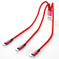 Miniatyrbild 4 av 11: Multi Laddningskabel Flätad Universell 3 i 1 Multipla USB-kablar Laddningssladd med Typ-C Micro USB Portkontakt Red 20cm