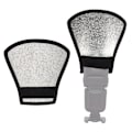 Miniatyrbild 6 av 7: Flash-diffusorreflektor - Dubbelsidig Silver/Vit Flashreflektor Elastisk Remfäste för De Flesta Speed Light-blixtar