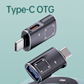 Miniatyrbild 8 av 10: USB C & USB till USB A Adapter med 15W Laddningsport USB A Typ C Hona till USB C Hane OTG Adapter Dataöverföringsadapter Silver