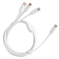 Miniatyrbild 1 av 10: 3 i 1 USB Typ C Kabel För Mobiltelefontillbehör Laddning USB C Kabel White