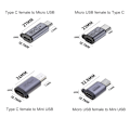 Miniatyrbild 2 av 8: Usb-C till Micro USB Adapter Typ-C Hona Till Micro Usb Hane Konverterare Kontakt null - Type C to Micro