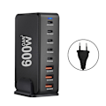 Miniatyrbild 1 av 10: 600W GaNs Laddare Bärbara Datorer USB C USB A Snabbladdning PD Laddning för Telefonladdare Black EU Plug
