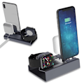 Miniatyrbild 8 av 10: Metallladdningsstativ 3-i-1-laddare för  1/2 för Apple Watch Series 1/2/3/4 Nätadapter 1 st Gray