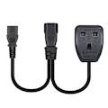 Miniatyrbild 2 av 6: 1ft/32cm IEC320 C14 till IEC320 C13+UK13A AC-strömadapterkabel