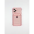 Miniatyrbild 1 av 2: Pink Transparent mobilskal med korthållare till Iphone 12PROMAX rosa