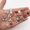 Miniatyrbilde 4 av 5: Dyr Blomster Blandet Emalsje Charms Vedheng DIY Armbånd Smykker B: 110Pcs