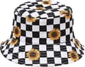 Bucket Hat Sommar Resa Strand Solhatt Fiskehattar Utomhuskeps för Kvinnor Män Checkered Sunflower Pattern