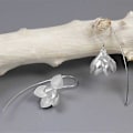 Miniatyrbillede 3 af 5: s925 Sterling Sølv Øreringe Elegante Magnolia Blomster Dråbeøreringe Naturlige gold