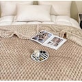 Pikkukuva 3 / 5: Fleece-torkkupeitto kotiin sohvalle tai sänkyyn, pehmeä ja pörröinen flanellipeitto khaki 100*150cm