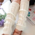 Miniatyrbilde 1 av 7: Vinterstrikket Legwarmer for Kvinner - Strikkede Beinstøtter White