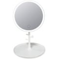 Miniatyrbillede 1 af 4: Makeup Spejl med LED Lys, Genopladeligt Touch Dæmpning Bærbart Bord Spejl, 3 Farve Lysstyrke Justerbar (Rund)