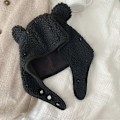 Miniatyrbilde 4 av 5: Fleece Beanie-luer for Kvinner og Menn - Bjørn Sikkerhetslue med Magnetisk Spenne og Øreklaffer - Søt Utehatt for Vinteren Black