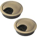 2-pack skrivbordskabelgenomföringar 60 mm metallkabelhål, runda hålskydd för att organisera skrivbordskablar (brons)