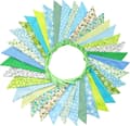 36 stk. blå stoffvimpelbanner, 10 m dobbeltsidig bomullsvimpel, trekantet flaggkrans, blomstervimpel-vimpler for bryllupsbursdagsfester Green