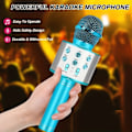 Miniatyrbild 3 av 6: Trådlös BT Karaoke Mikrofon, Bärbar Mikrofon Utomhus Hem Liten Högtalare blå